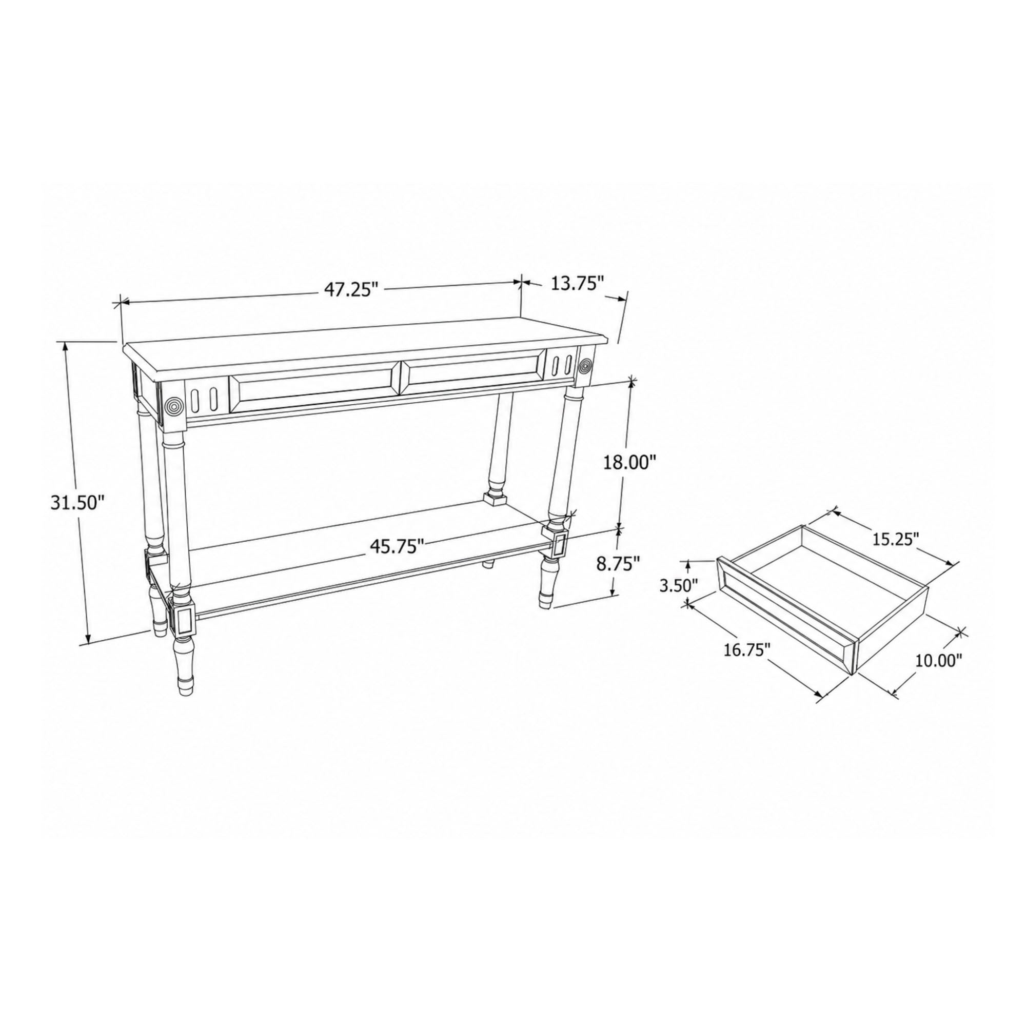 Marisol Console Table With Two Drawers And Shelf