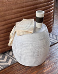 Grey Melrose Metal Drum Accent Table Metal accent side table