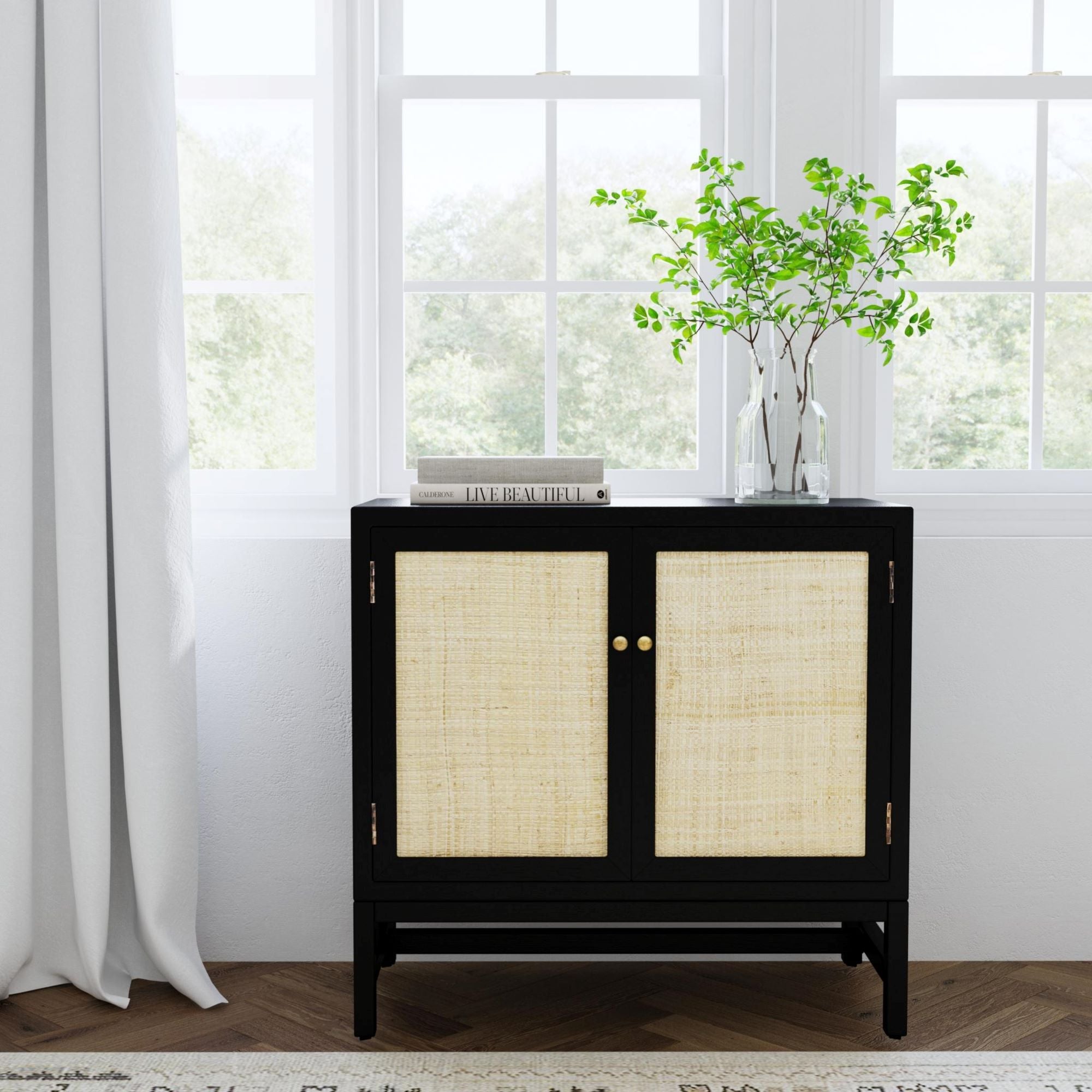 Raelynn 2 Door Raffia Paneled Cabinet