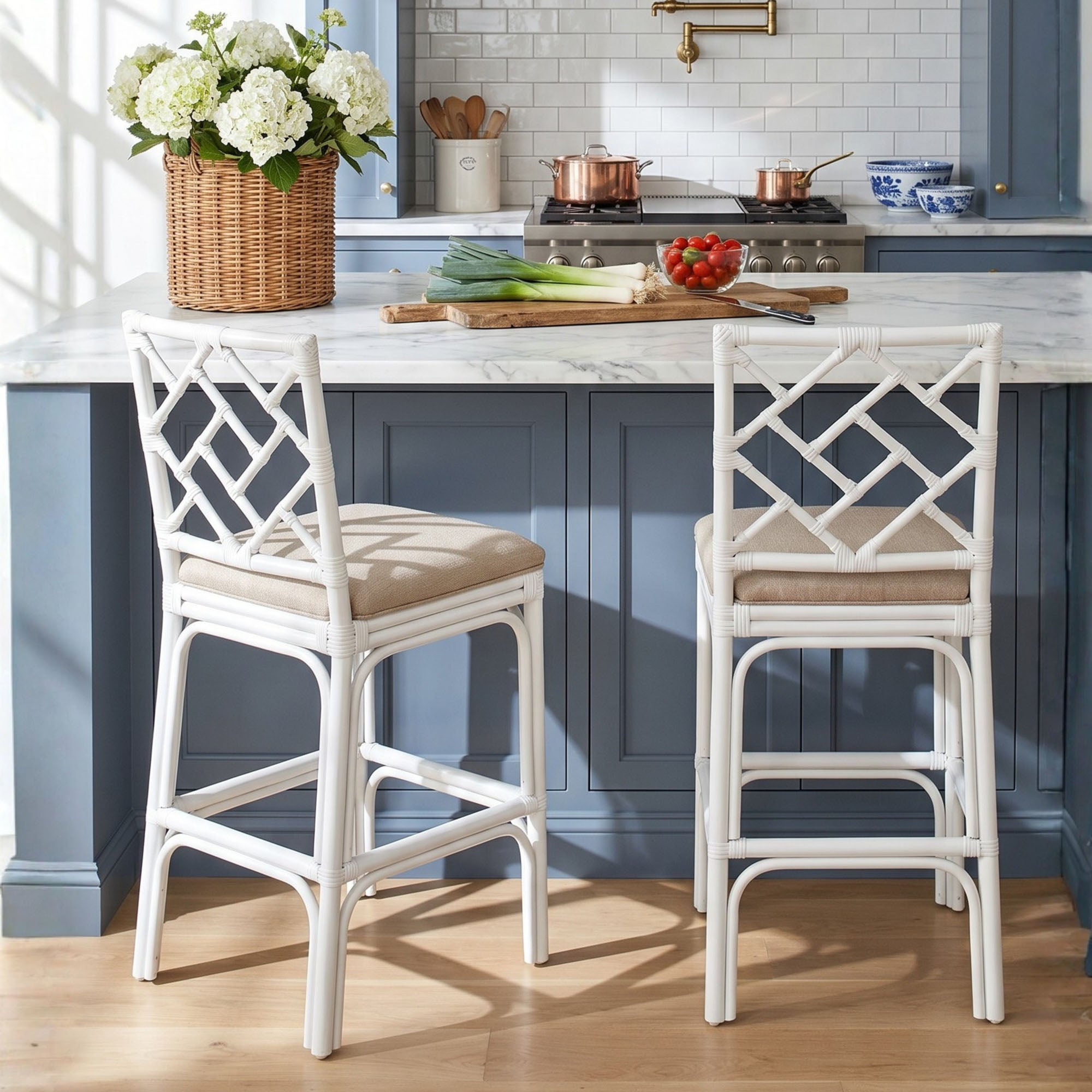 Stacie Rattan Lattice Back Stool