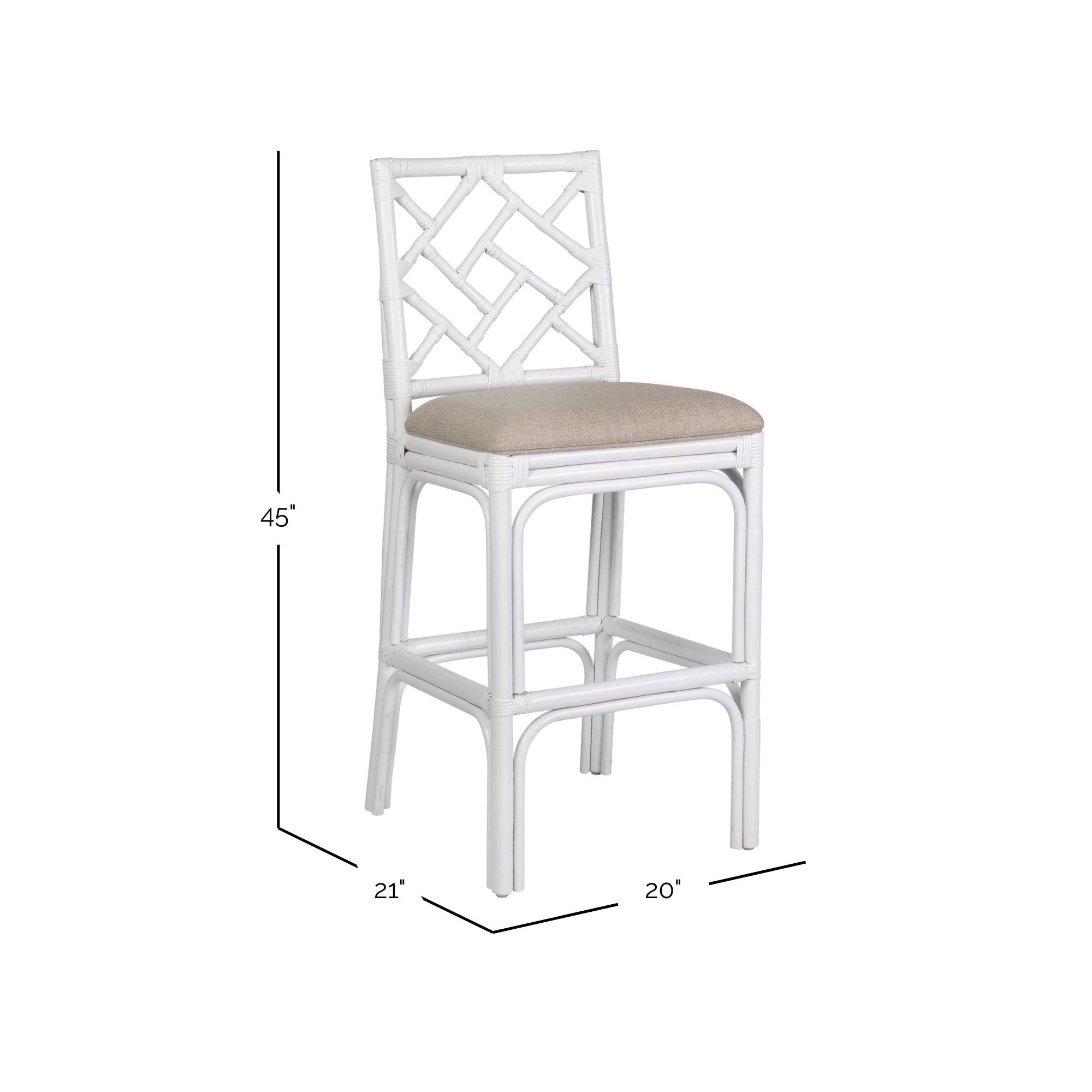 Stacie Rattan Lattice Back Stool Solid Wood counter stool