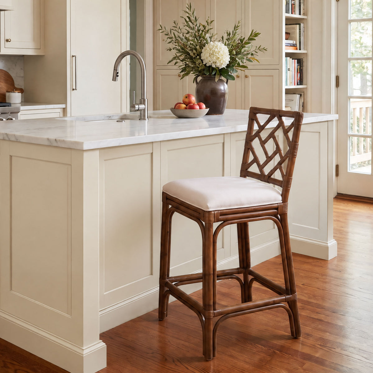 Stacie Rattan Lattice Back Stool