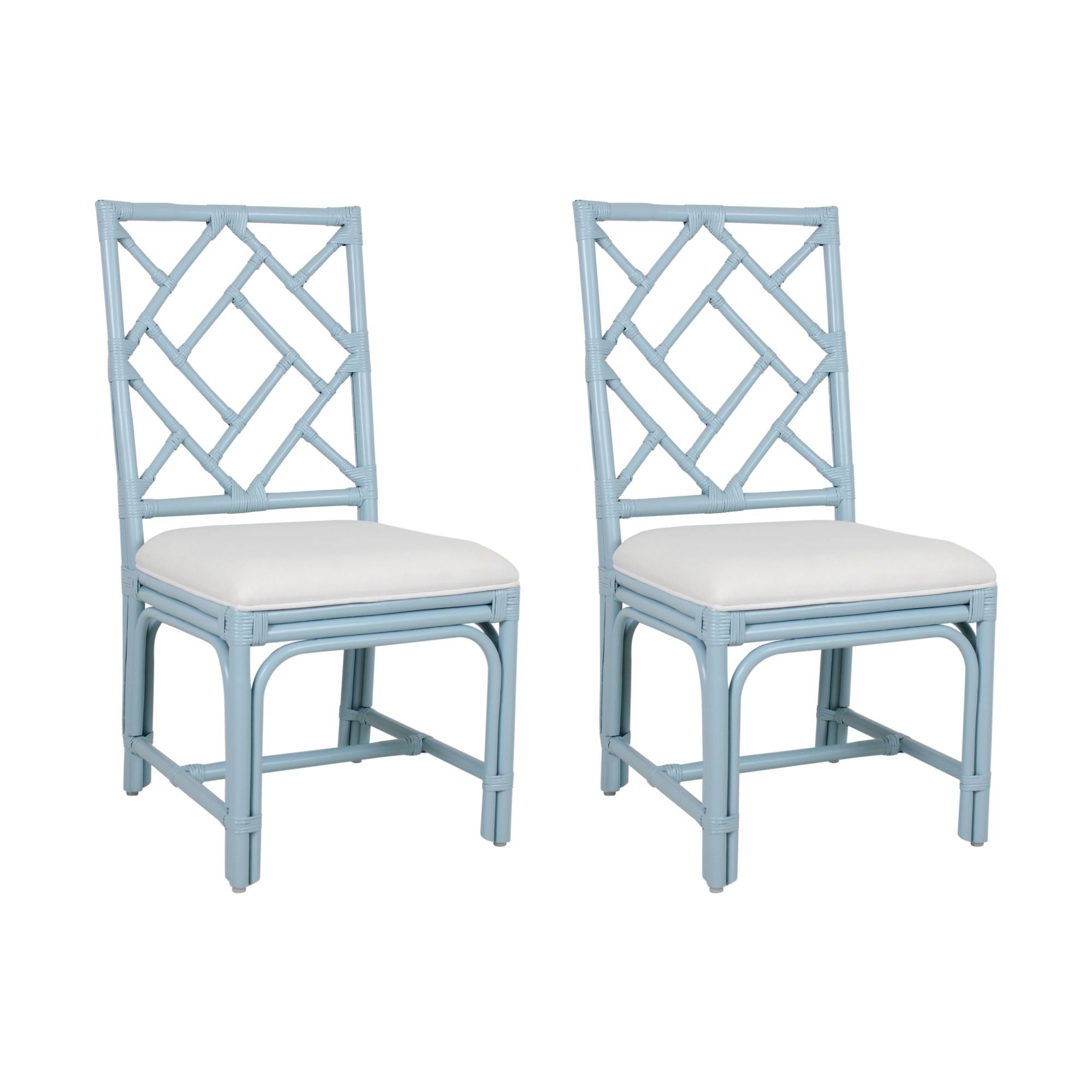 Stacie Rattan Lattice Back Dining Chair, Set of 2