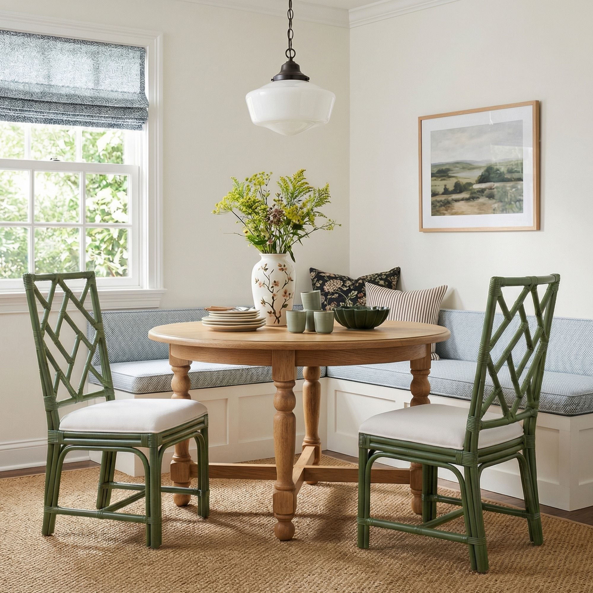 Stacie Rattan Lattice Back Dining Chair, Set of 2