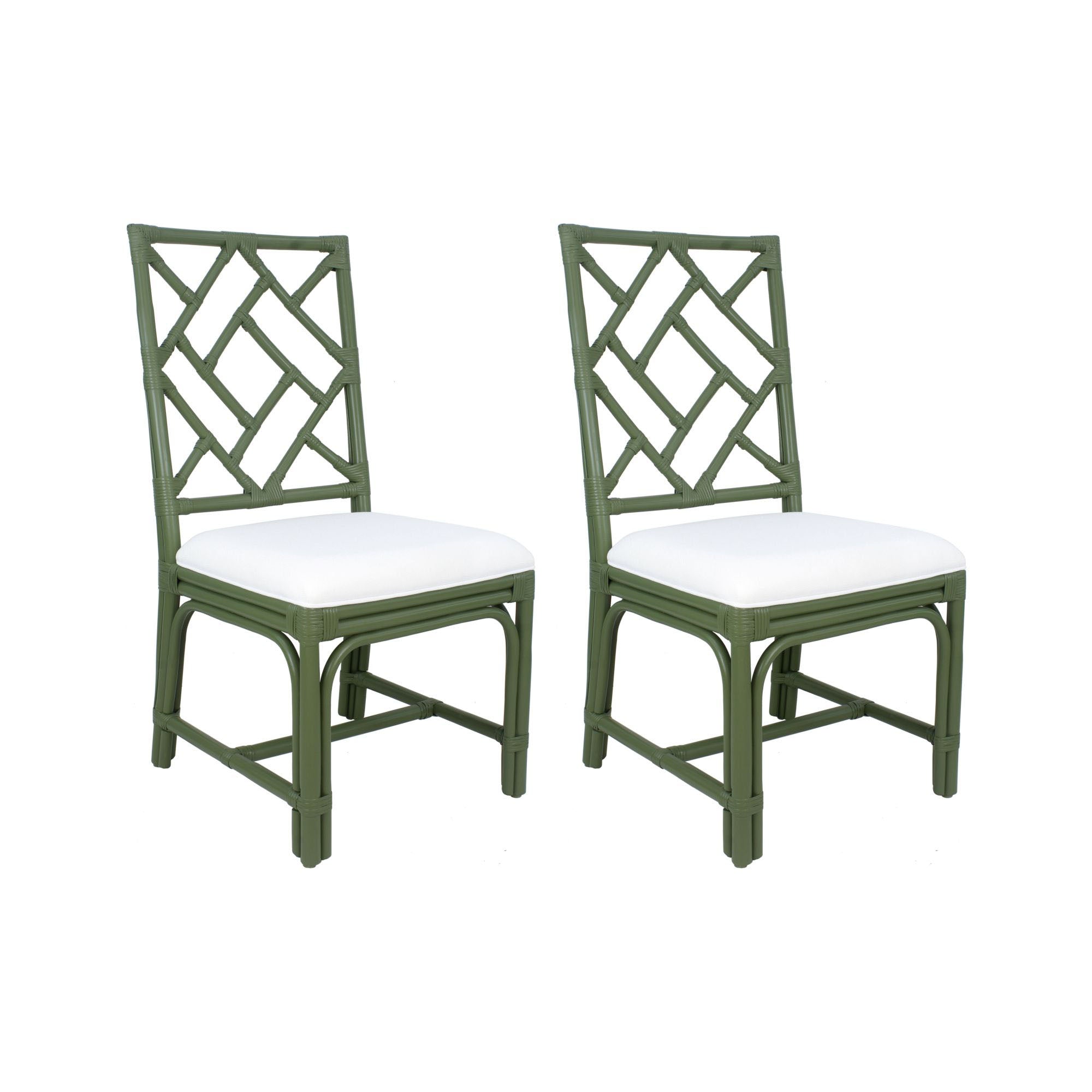 Stacie Rattan Lattice Back Dining Chair, Set of 2