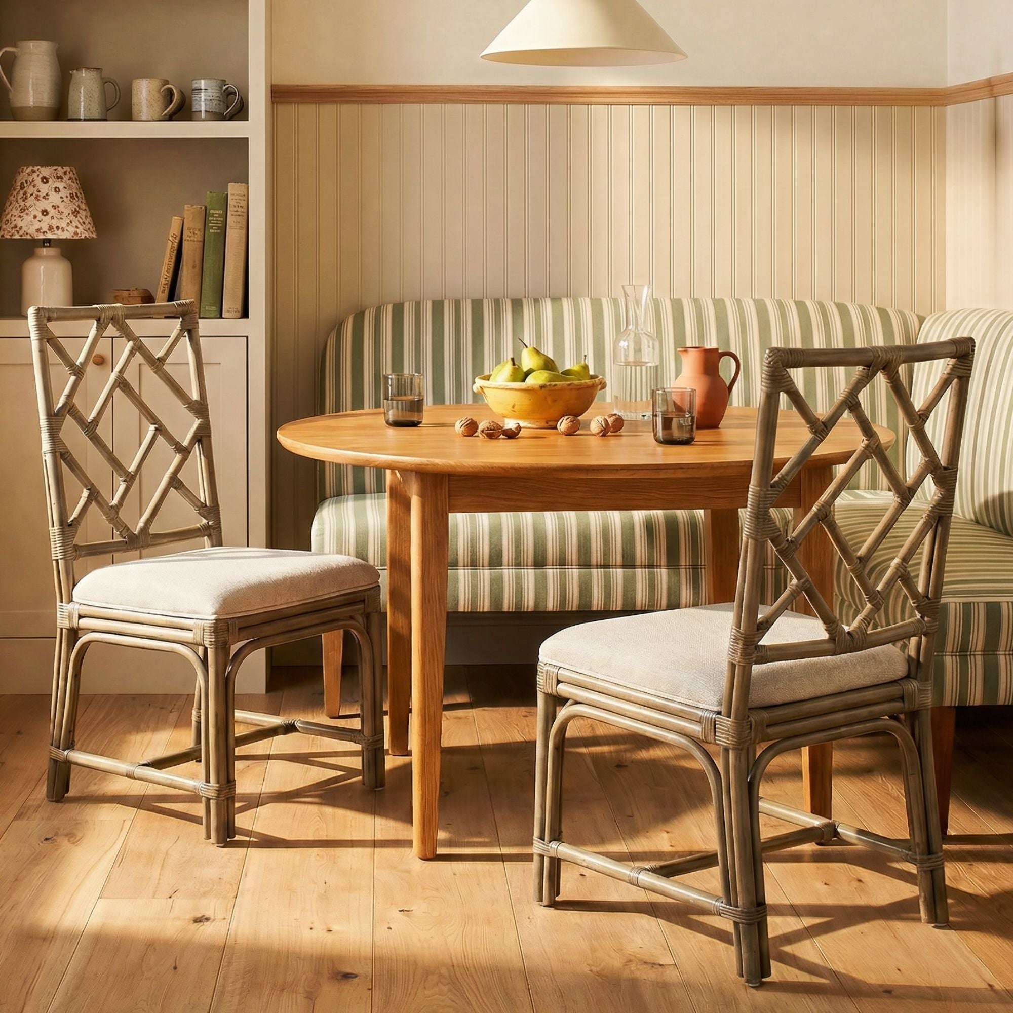 Stacie Rattan Lattice Back Dining Chairs, Set of 2 Solid Wood dining chair