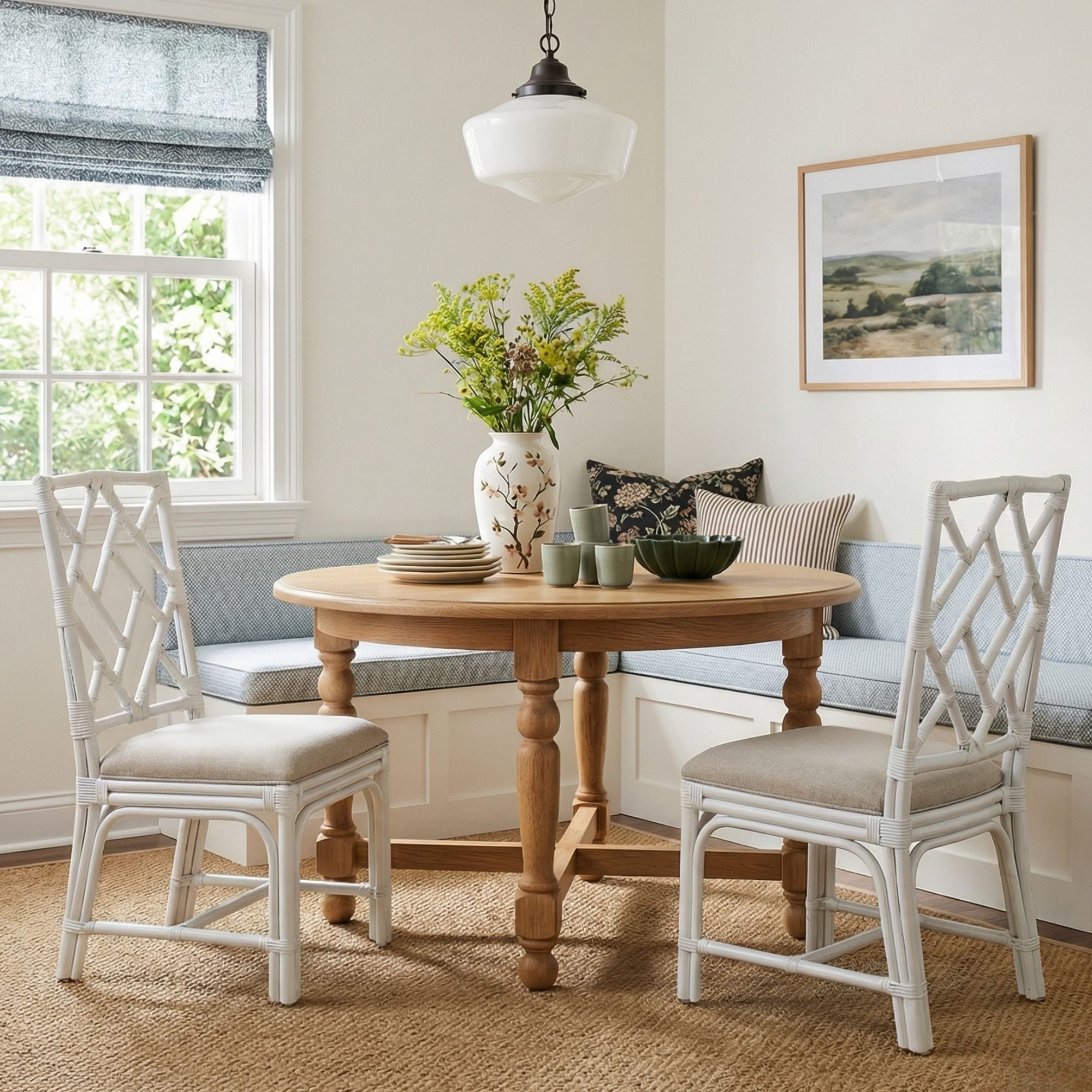 Stacie Rattan Lattice Back Dining Chairs, Set of 2 Solid Wood dining chair
