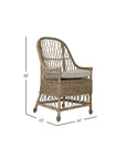 Bayside 22" Handwoven Raffia Arm Chair Solid Wood dining chair