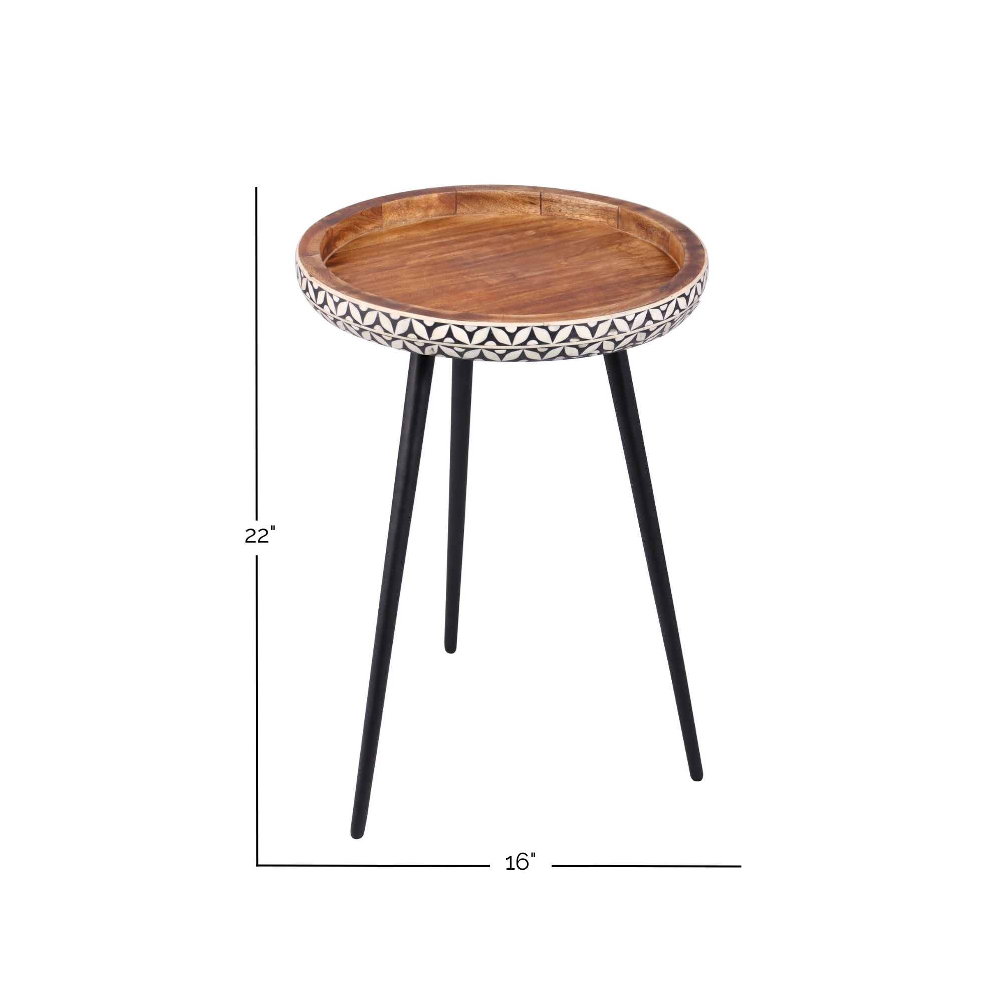 Jada Bone Inlay Side Table Solid Wood accent table