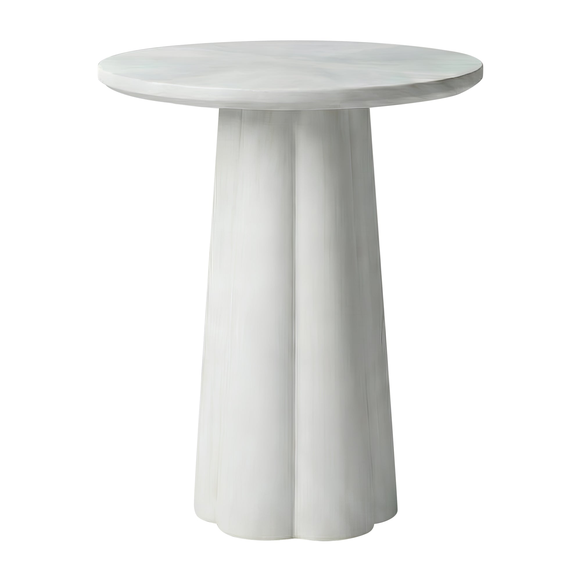 Isla Scalloped Round Side Table Solid Wood accent table