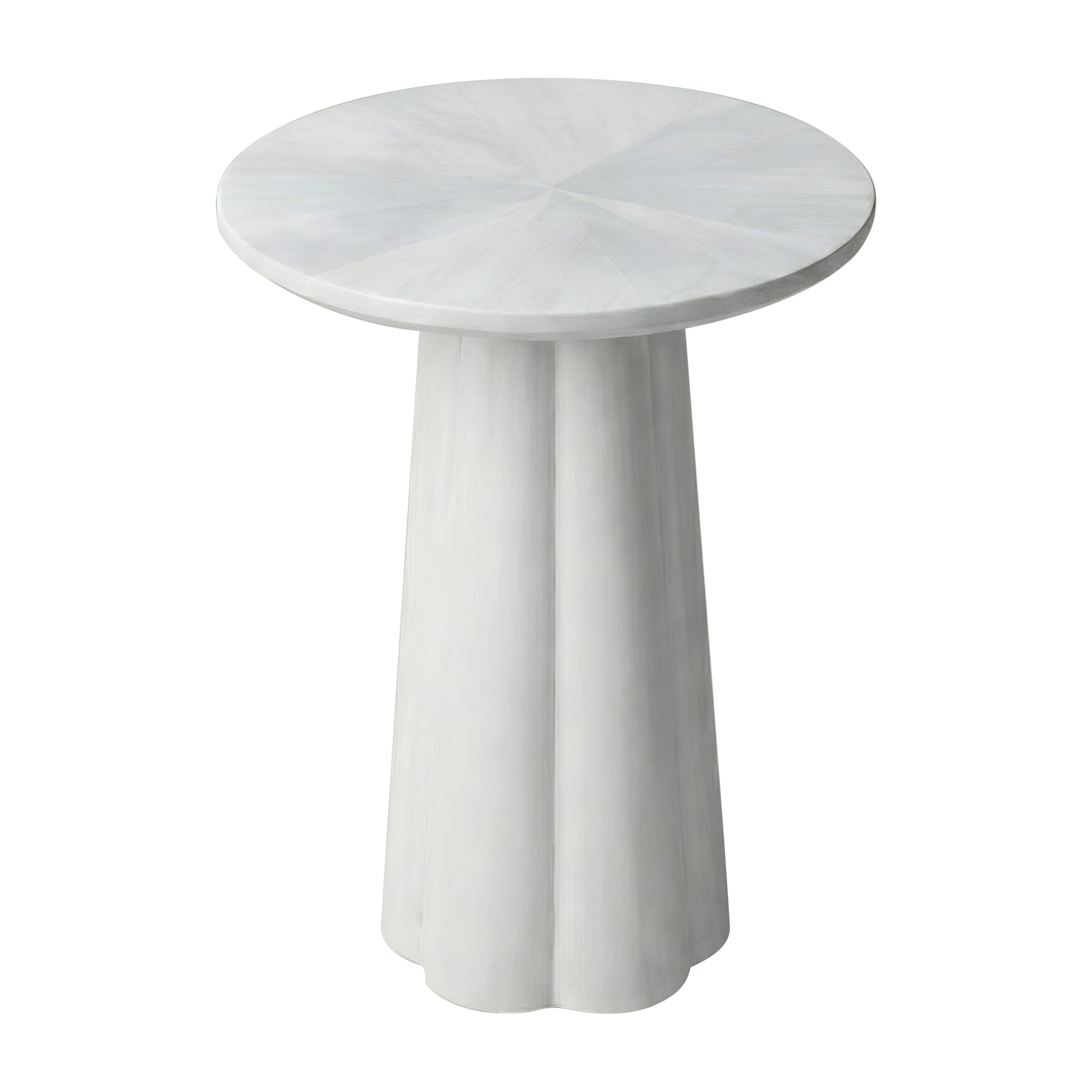 Isla Scalloped Round Side Table Solid Wood accent table