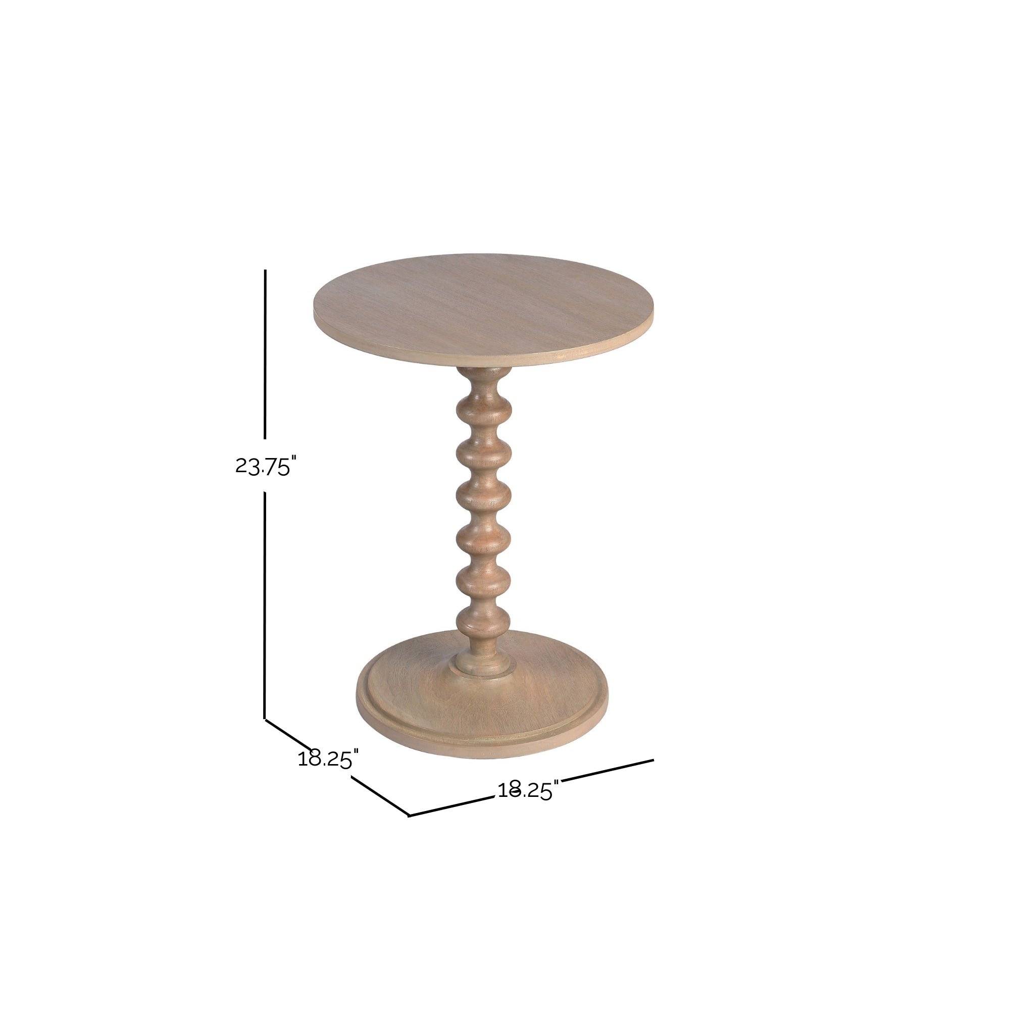 Turned Wood Pedestal Side Table
