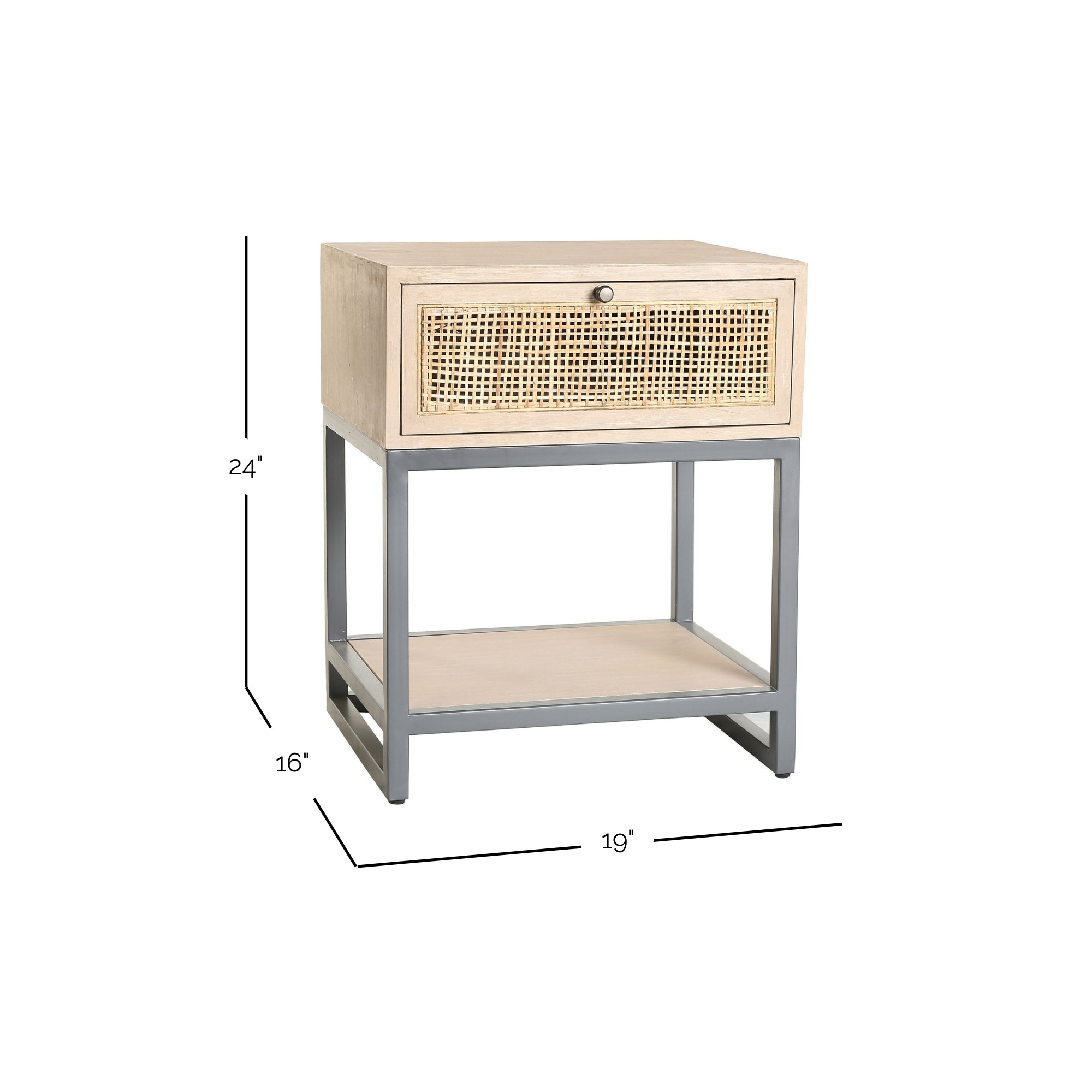 Box Cane 1 Drawer Nightstand