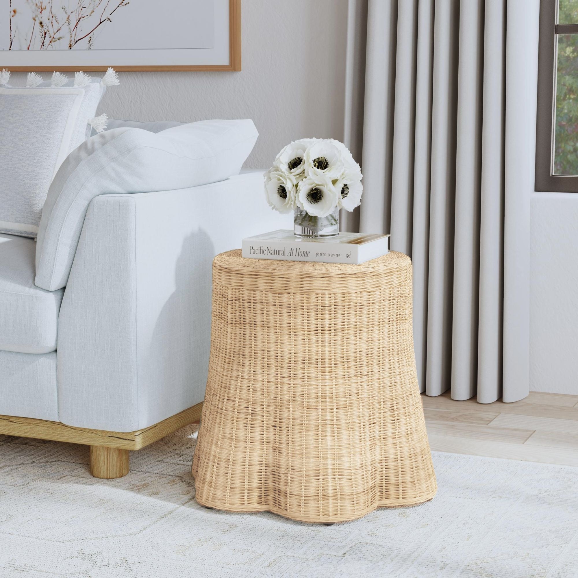 Betty Skirted Rattan Accent Table