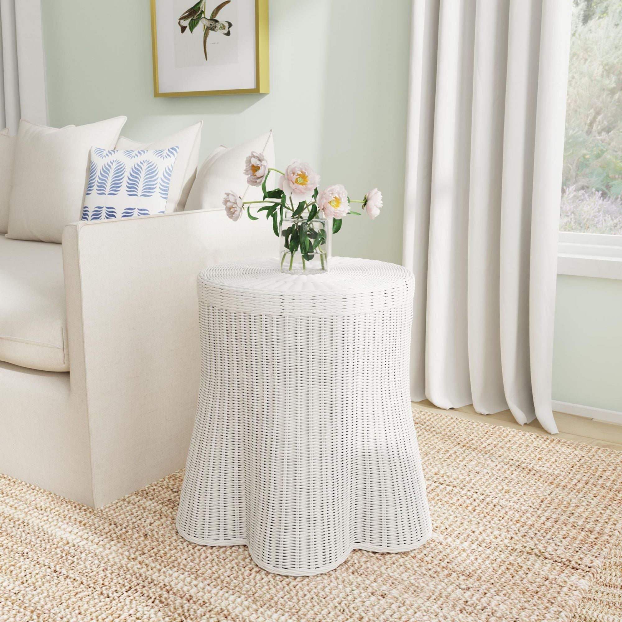 Betty Skirted Rattan Accent Table