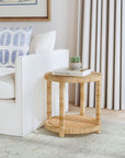 Camila Round Rattan Side Table With Shelf