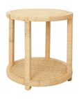 Camila Round Rattan Side Table With Shelf