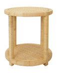 Camila Round Rattan Side Table With Shelf