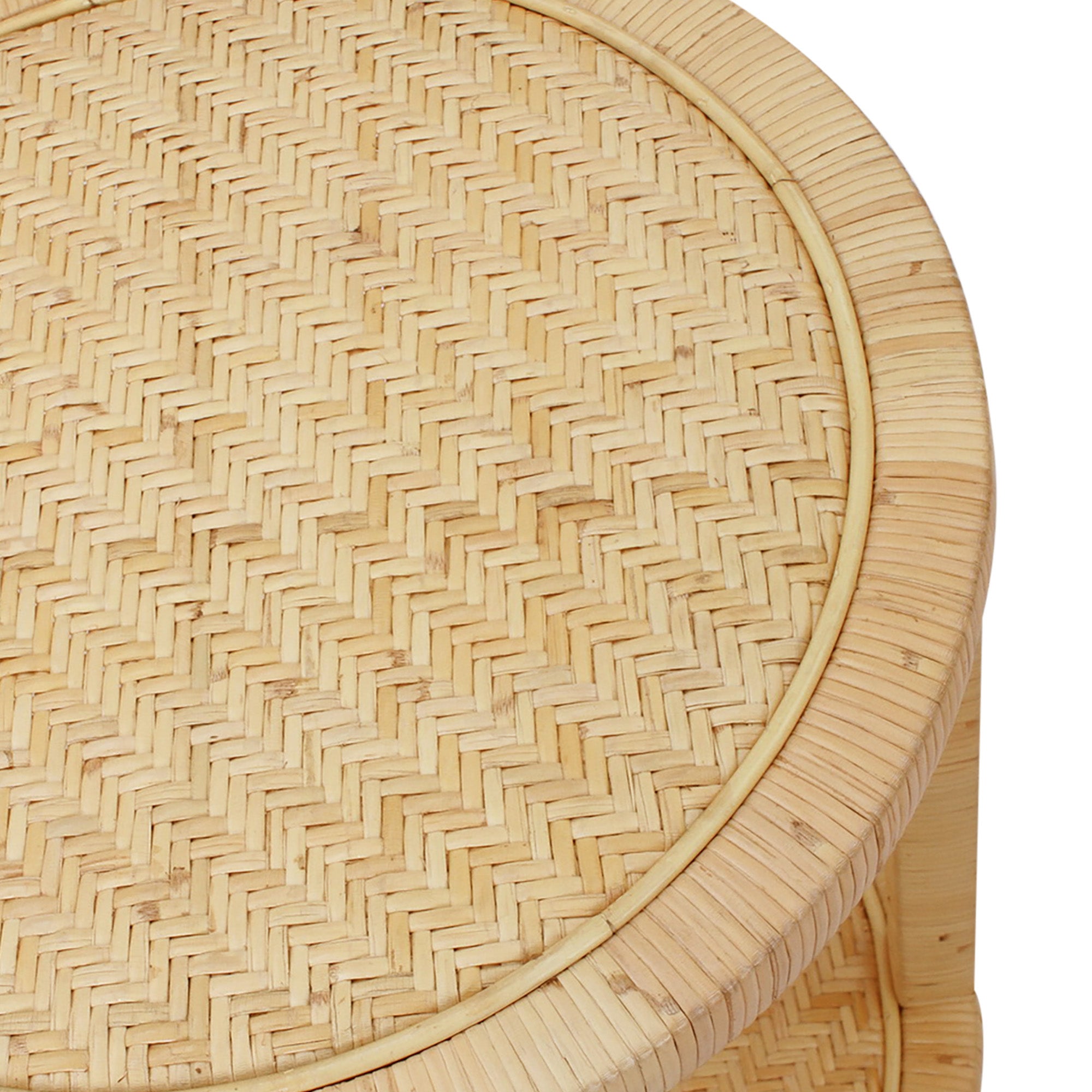 Camila Round Rattan Side Table With Shelf