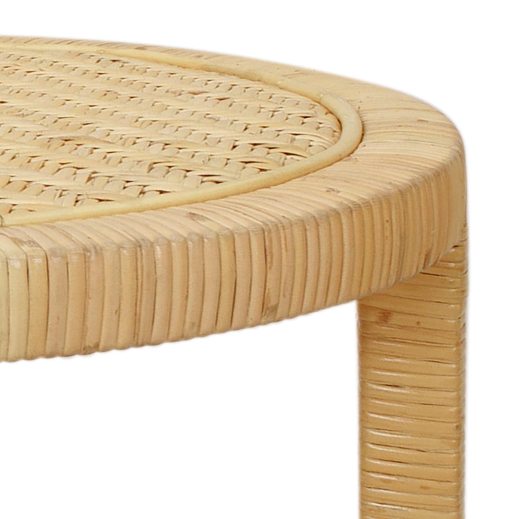 Camila Round Rattan Side Table With Shelf