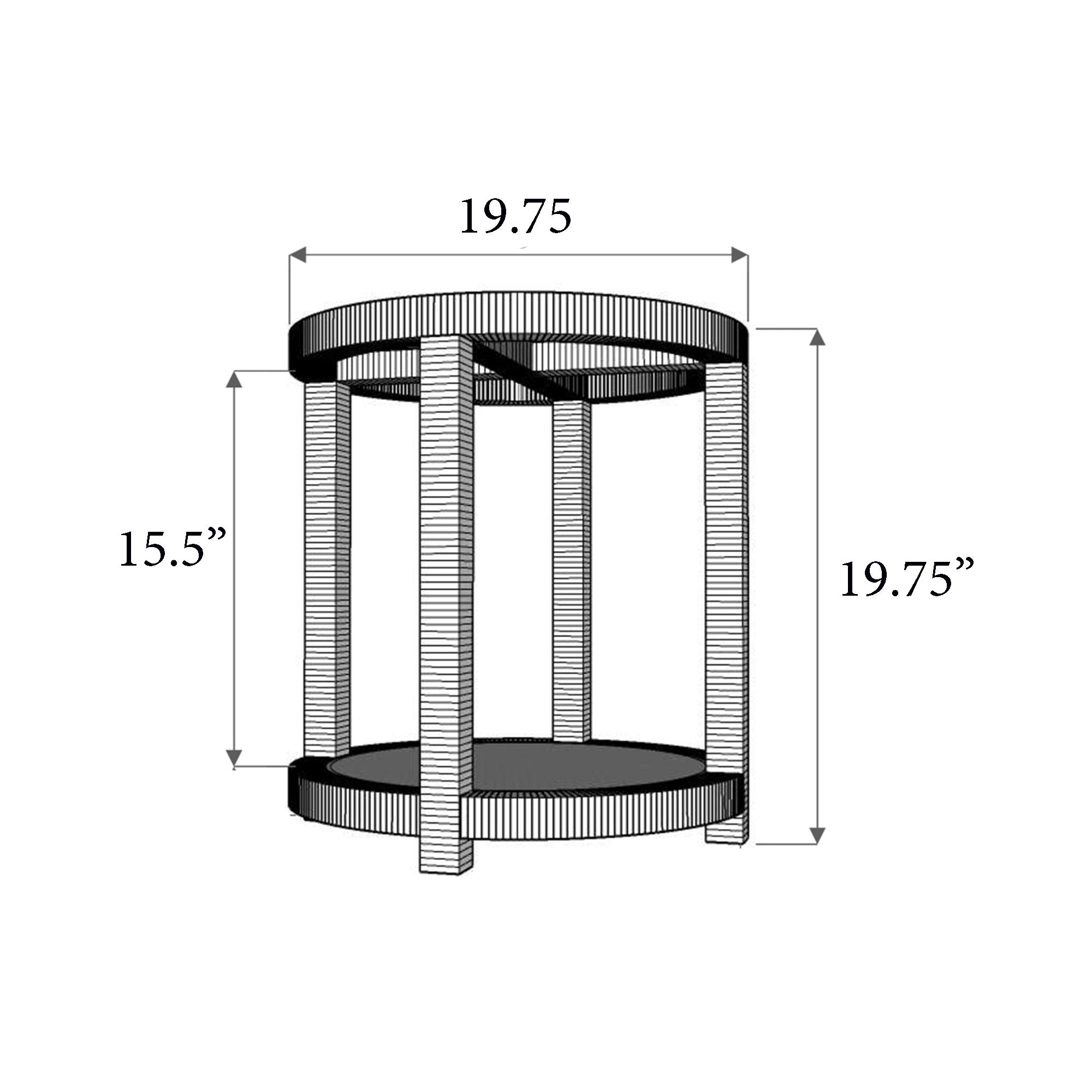 Camila Round Rattan Side Table With Shelf