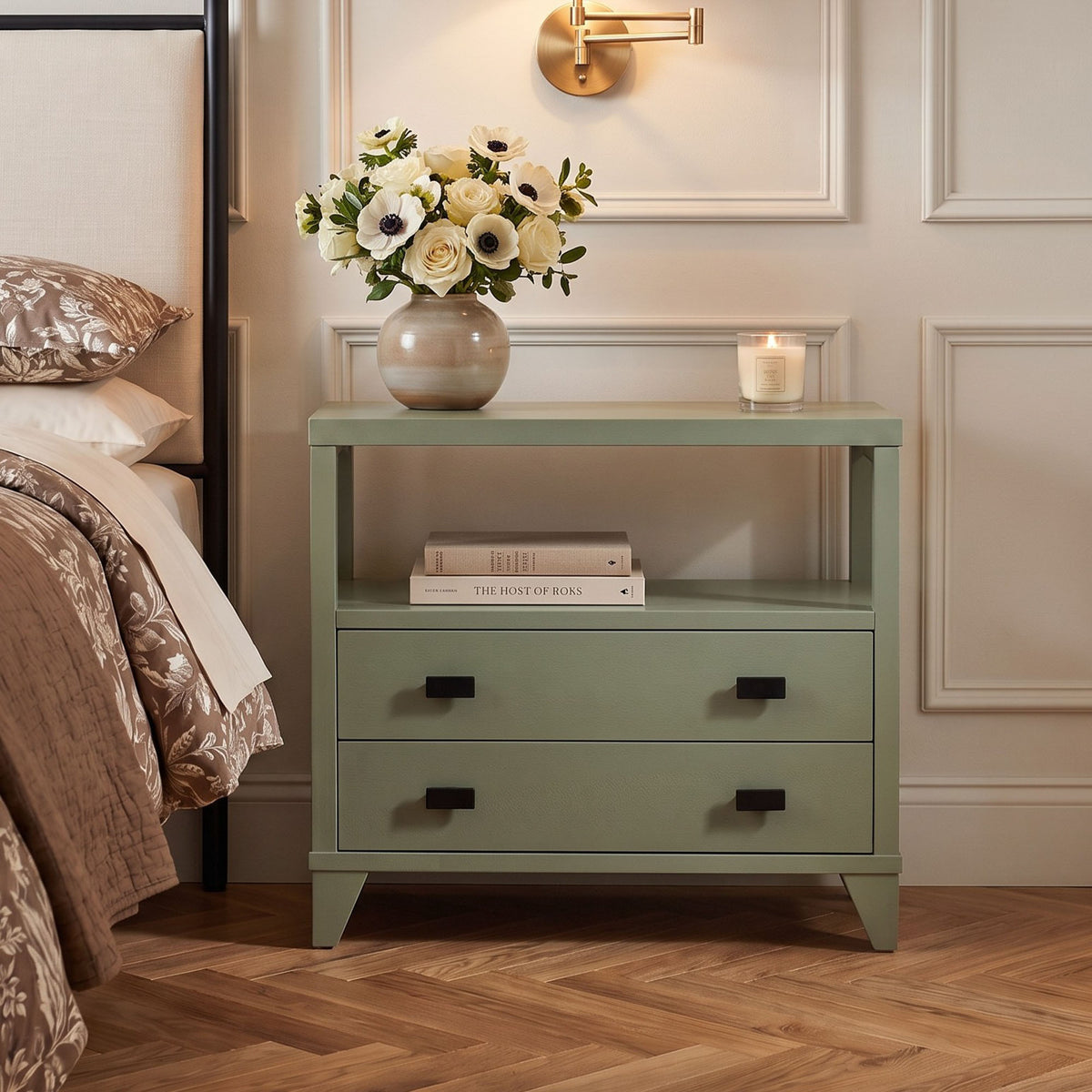 Ezra Solid Wood 2-Drawer Nightstand
