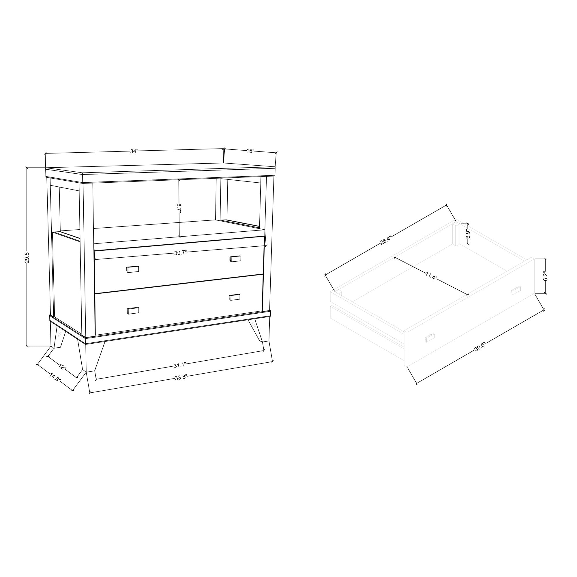 Ezra 2 Drawer Nightstand