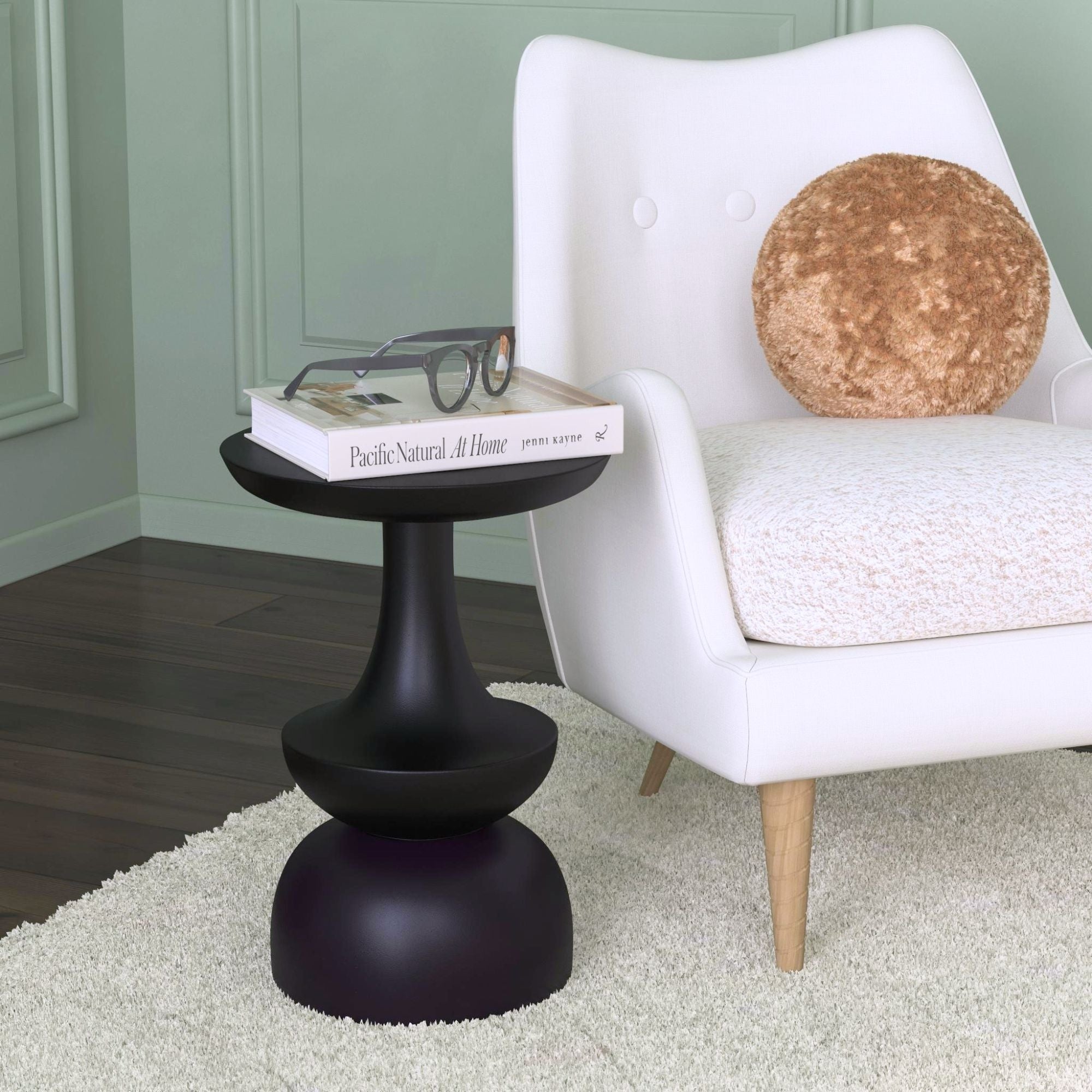 Kira Sculptured Solid Wood Side Table