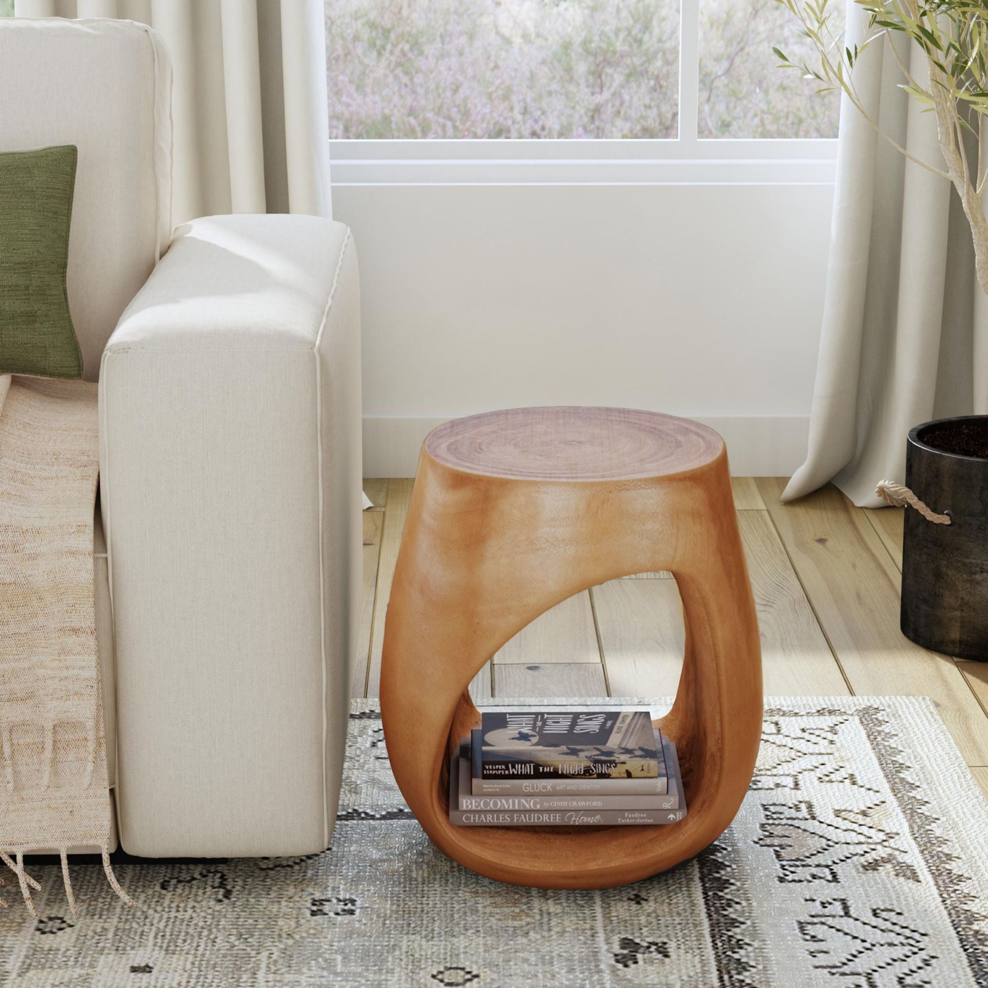 Esme Cut-Out Solid Munggur Wood Side Table | East at Main