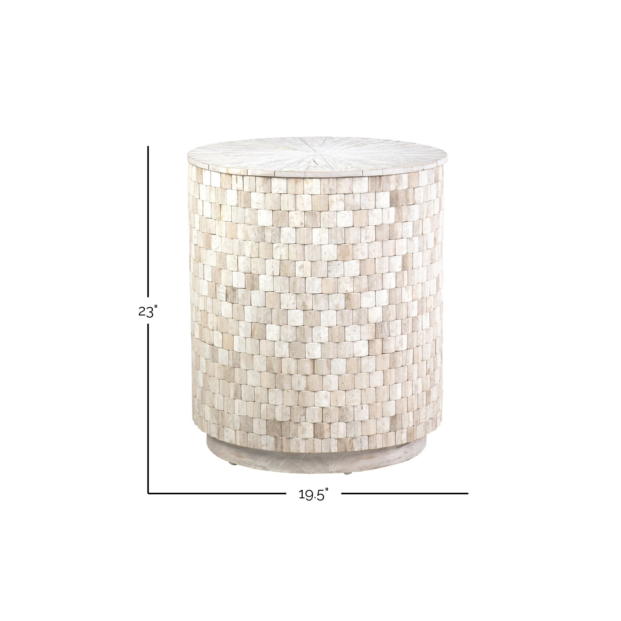 Fulton 20" Mosaic Teak Storage Accent Table Solid Wood accent table