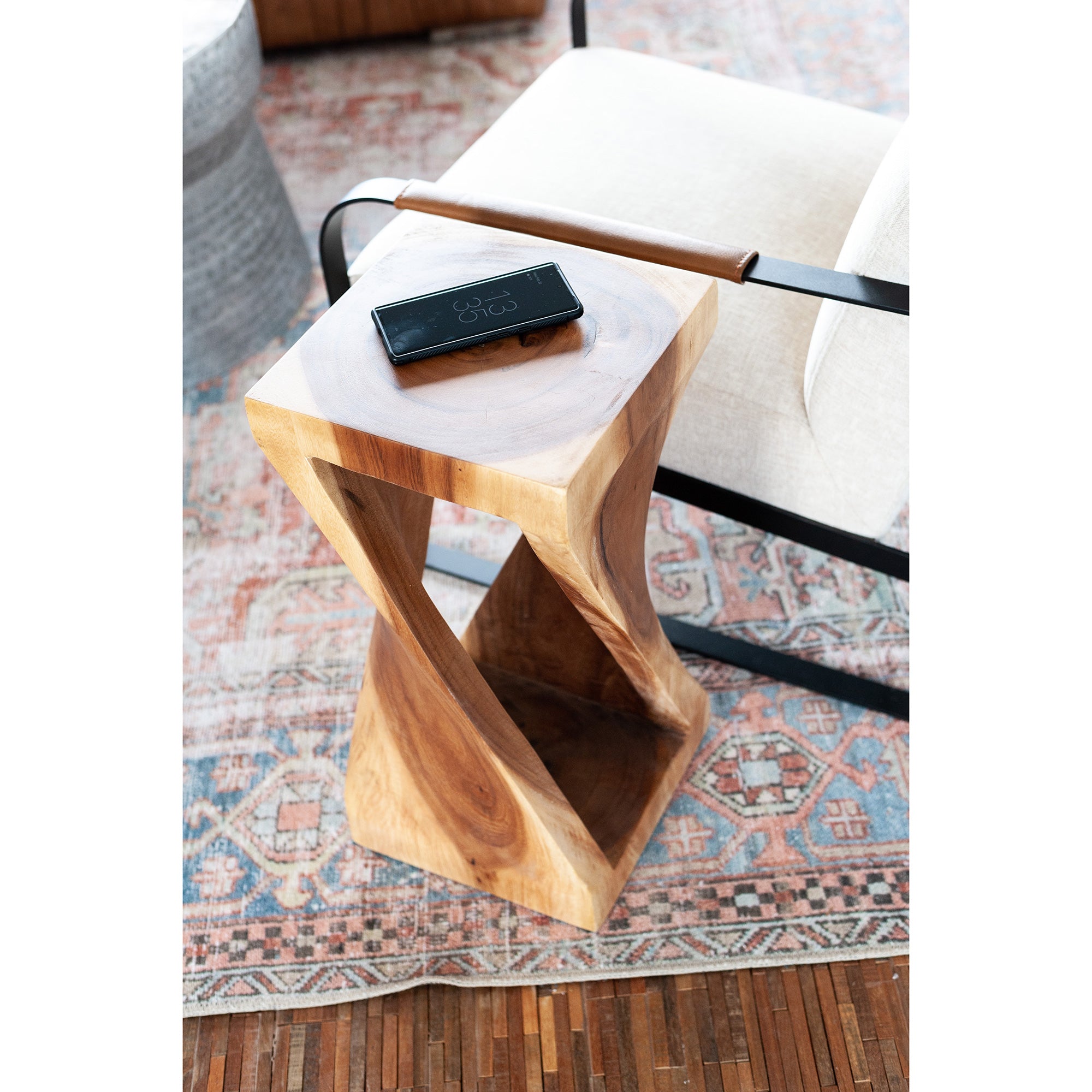 Cason Solid Wood Twist Accent Table