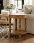 Elanor Round Turned Leg Side Table With Shelf