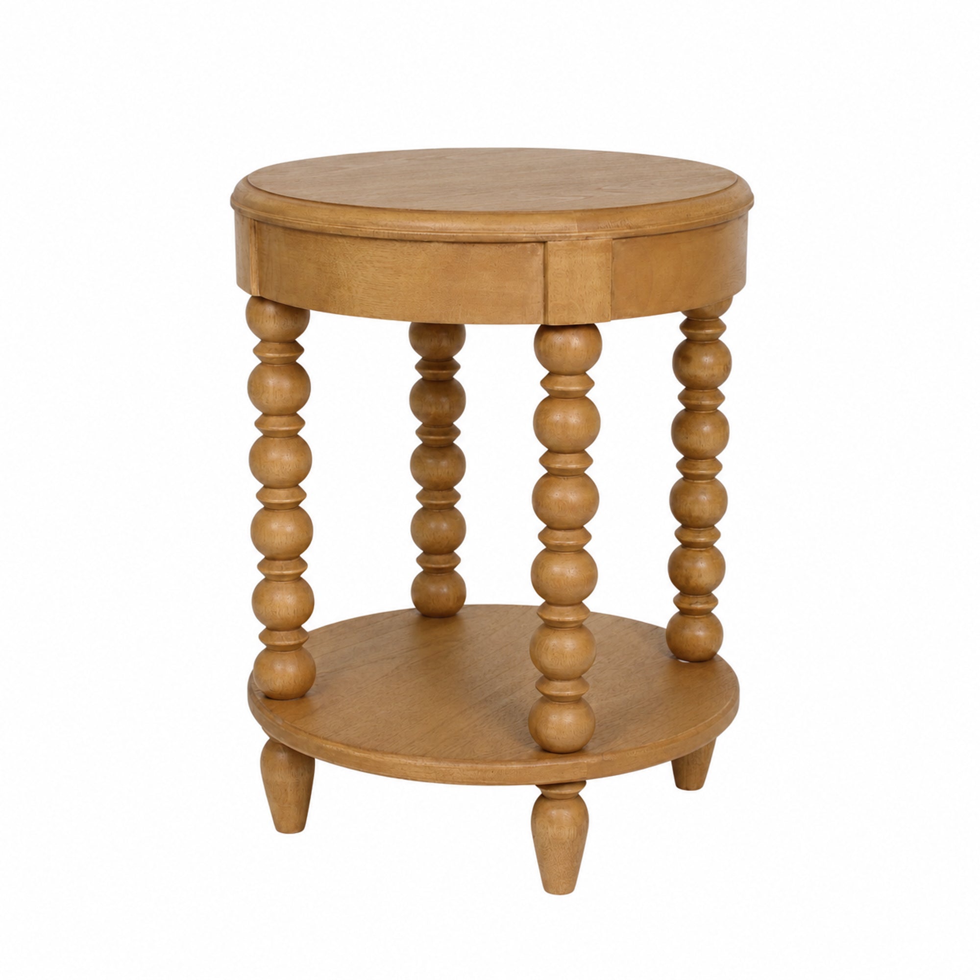 Elanor Round Turned Leg Side Table With Shelf
