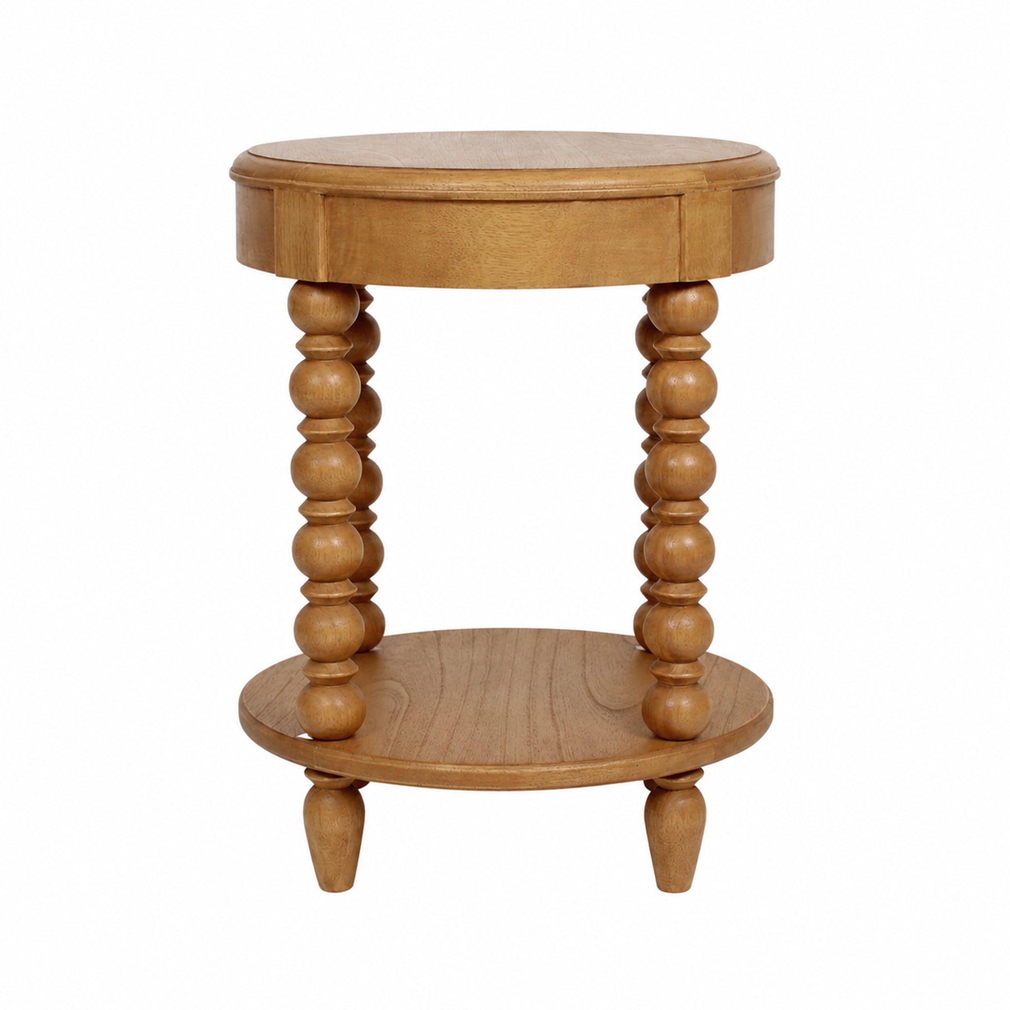 Elanor Round Turned Leg Side Table With Shelf