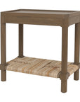 Asura 23" W Bayur Wood Side Table With Abaca Shelf