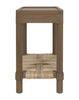 Asura 23" W Bayur Wood Side Table With Abaca Shelf