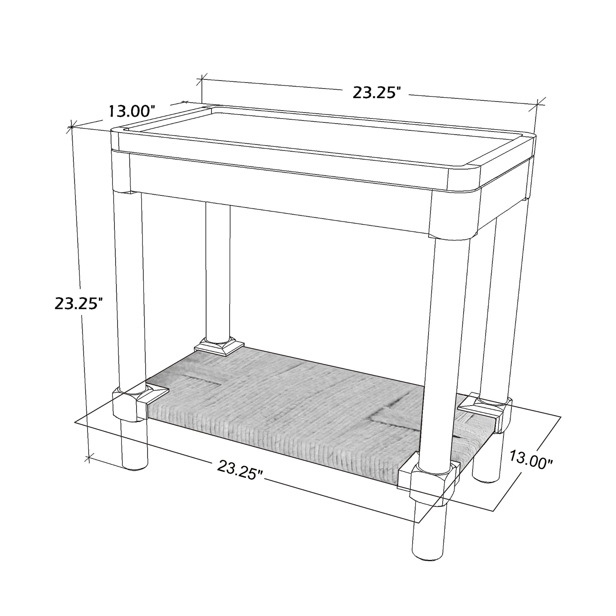 Asura 23" W Bayur Wood Side Table With Abaca Shelf
