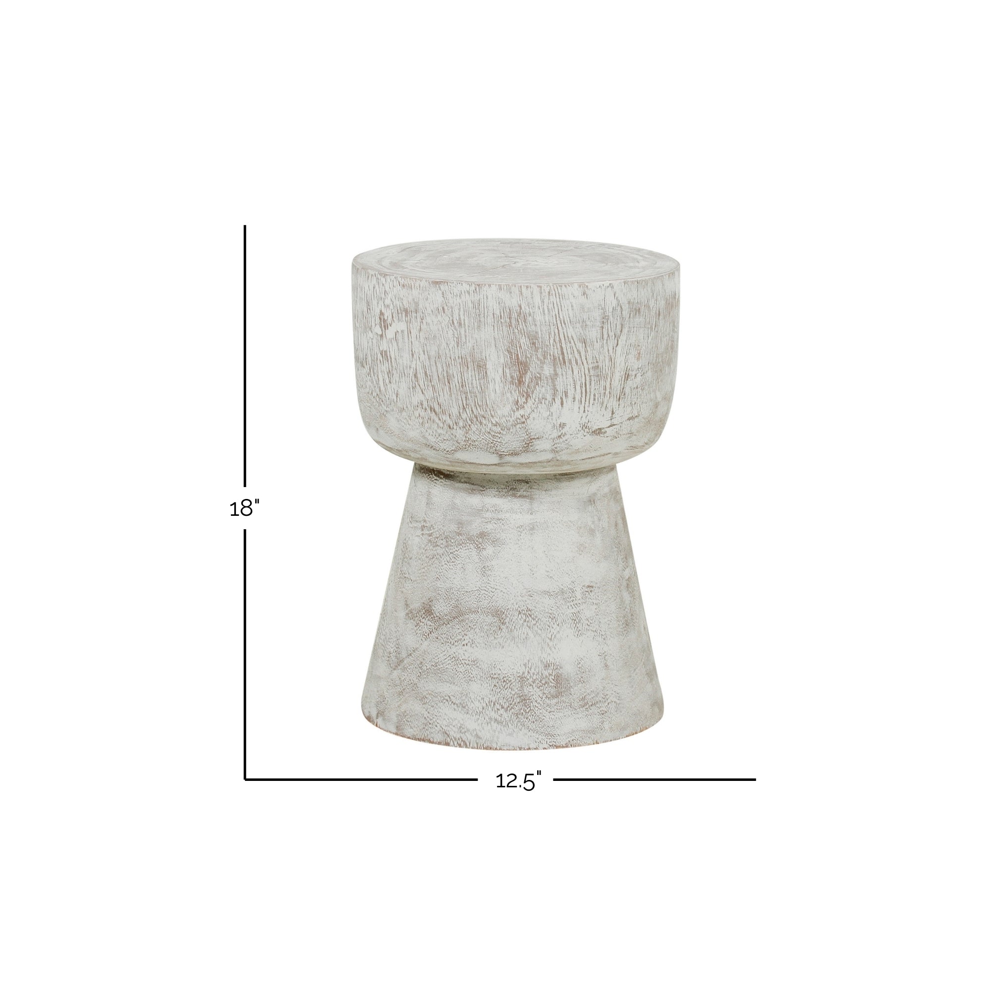 Olivia 13" Carved Teak Pedestal Accent Table Solid Wood accent table