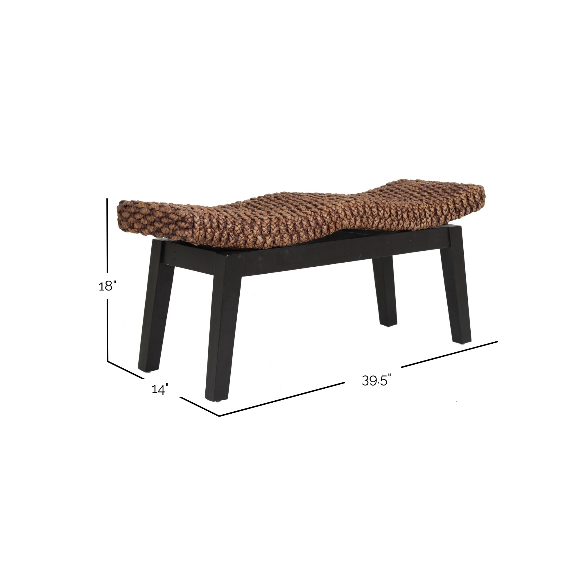 Myra Rattan Wave Bench Solid Wood bench
