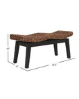 Myra Rattan Wave Bench Solid Wood bench