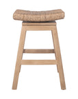 Joyce Swivel Solid Teak and Woven Abaca Counter Stool