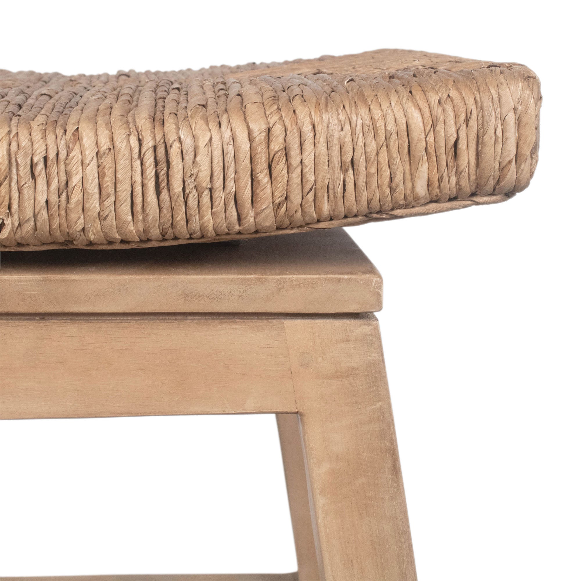 Joyce Swivel Solid Teak and Woven Abaca Counter Stool