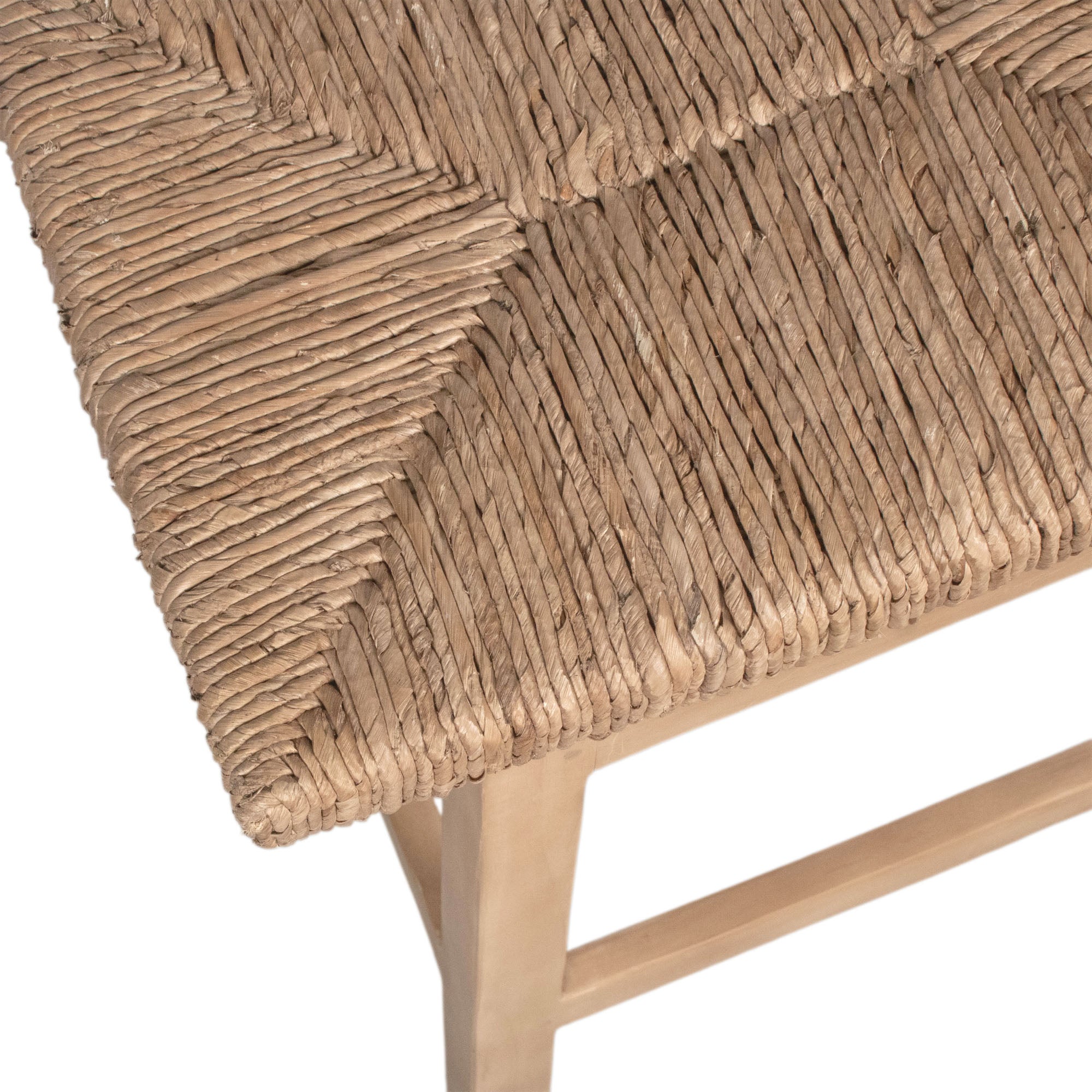 Joyce Swivel Solid Teak and Woven Abaca Counter Stool