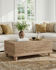 Delilah Handwoven Abaca and Mahogany Storage Coffee Table
