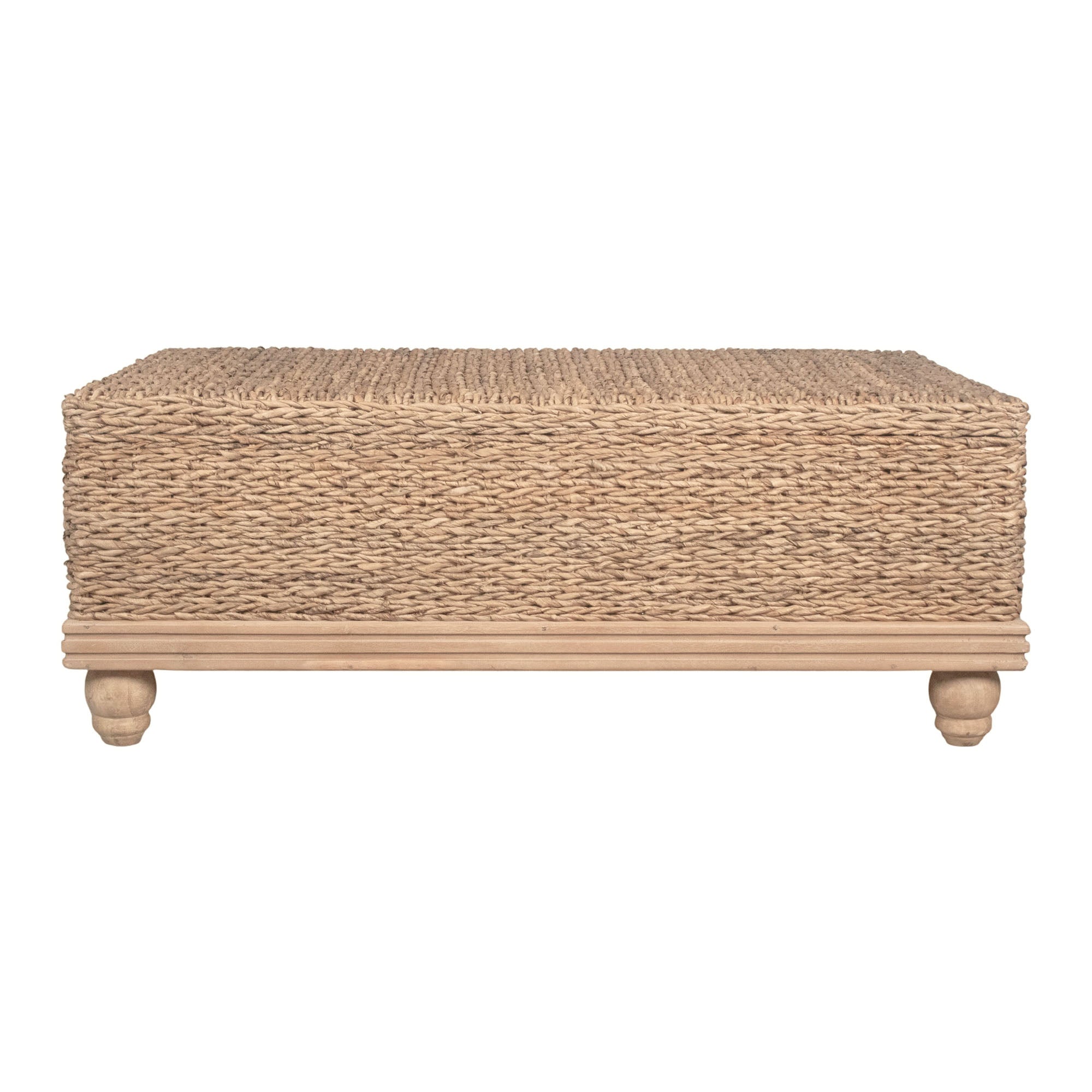 Delilah Handwoven Abaca and Mahogany Storage Coffee Table