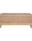 Delilah Handwoven Abaca and Mahogany Storage Coffee Table