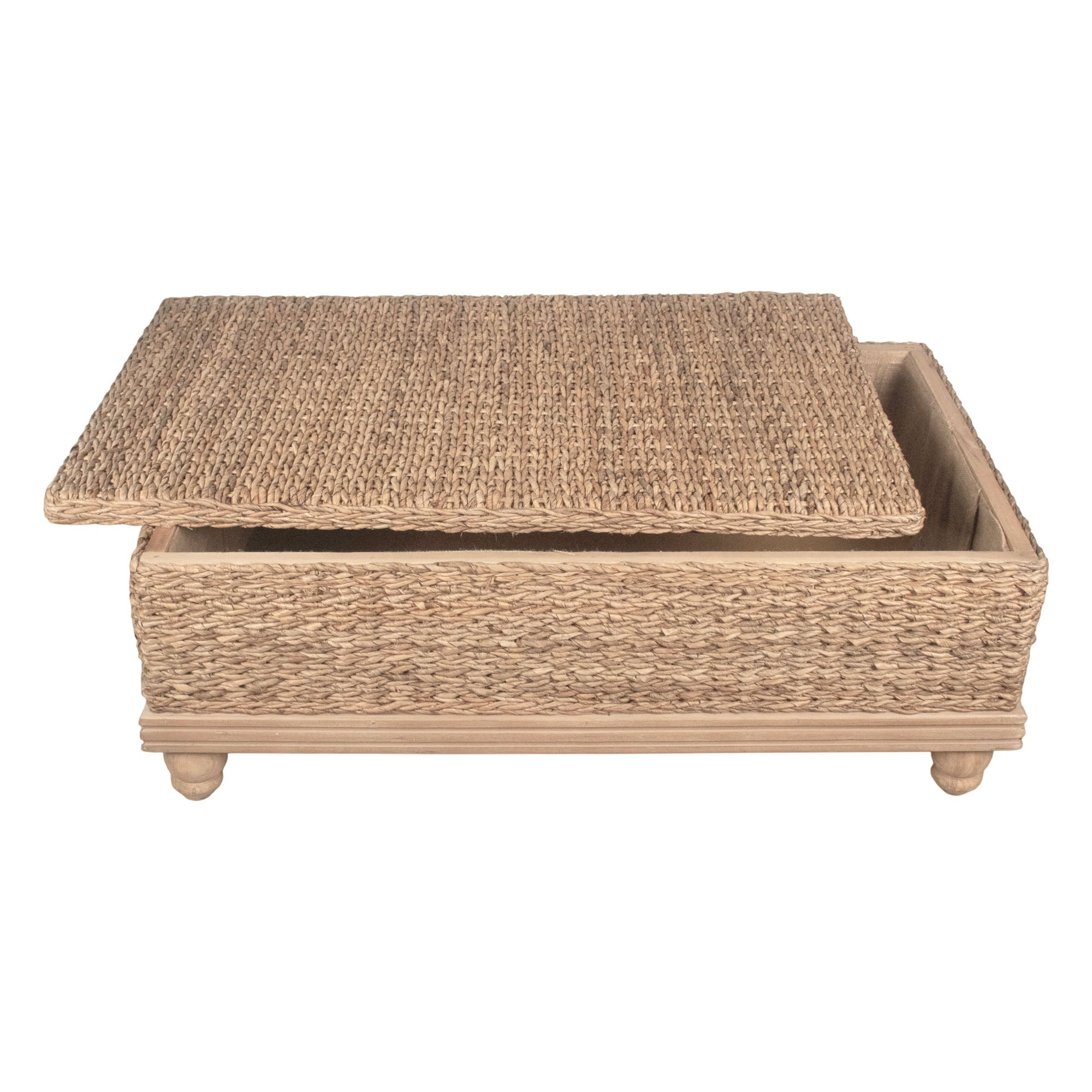 Delilah Handwoven Abaca and Mahogany Storage Coffee Table
