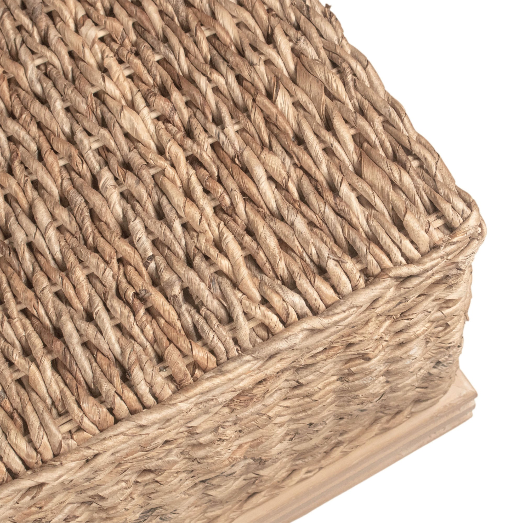 Delilah Handwoven Abaca and Mahogany Storage Coffee Table