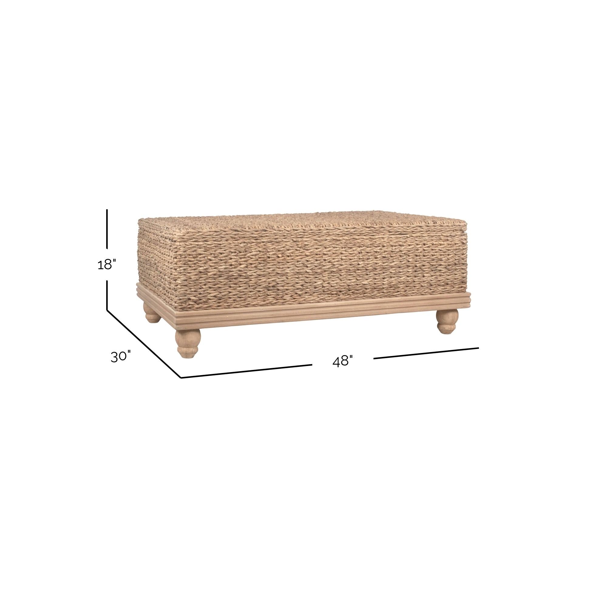 Delilah Handwoven Abaca and Mahogany Storage Coffee Table