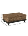 Delilah 48" Woven Abaca and Mahogany Storage Coffee Table Solid Wood coffee table